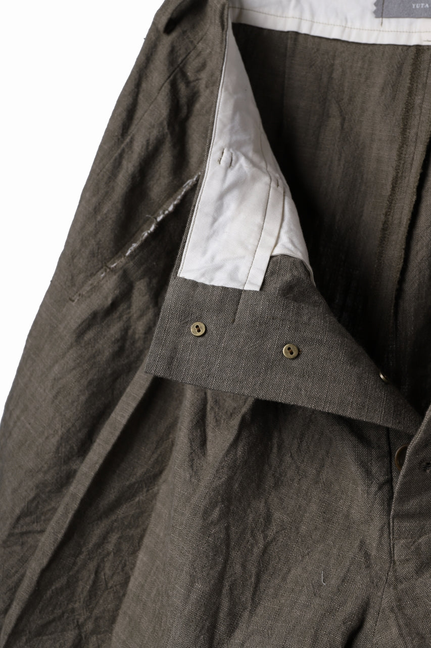 YUTA MATSUOKA cross switch cropped pants / spec dyed canvas (khaki) - Image 13