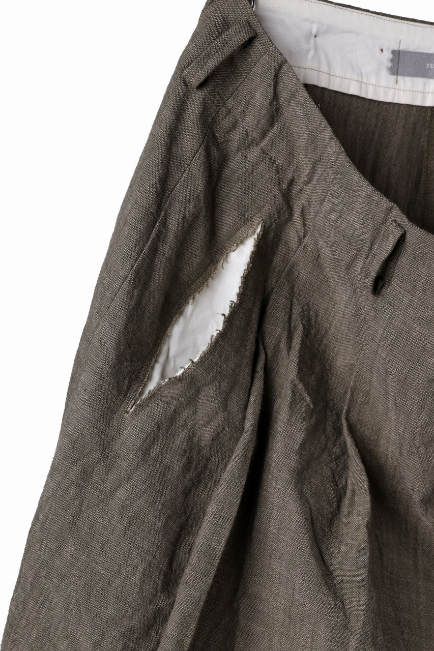 YUTA MATSUOKA cross switch cropped pants / spec dyed canvas (khaki) - Image 14