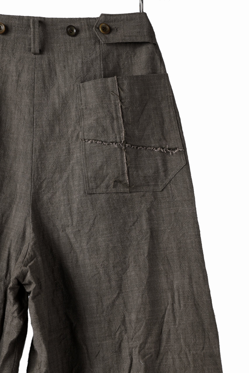 YUTA MATSUOKA cross switch cropped pants / spec dyed canvas (khaki) - Image 18
