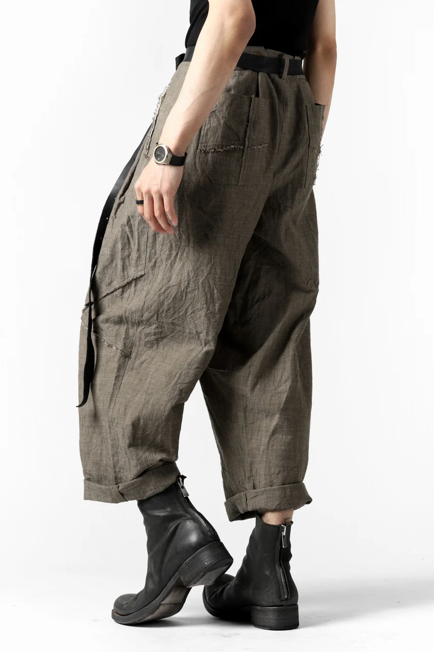 YUTA MATSUOKA cross switch cropped pants / spec dyed canvas (khaki) - Image 22