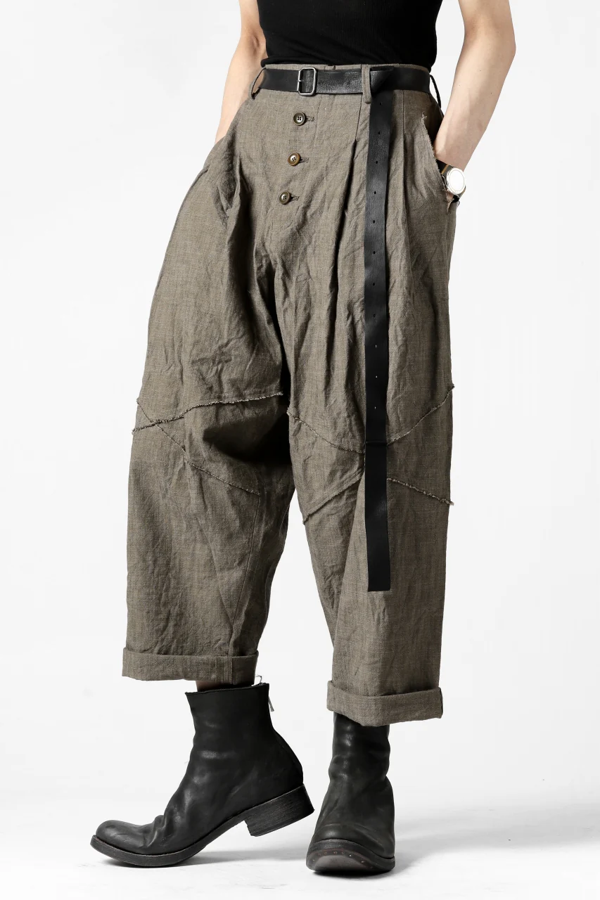 YUTA MATSUOKA cross switch cropped pants / spec dyed canvas (khaki) - Image 23
