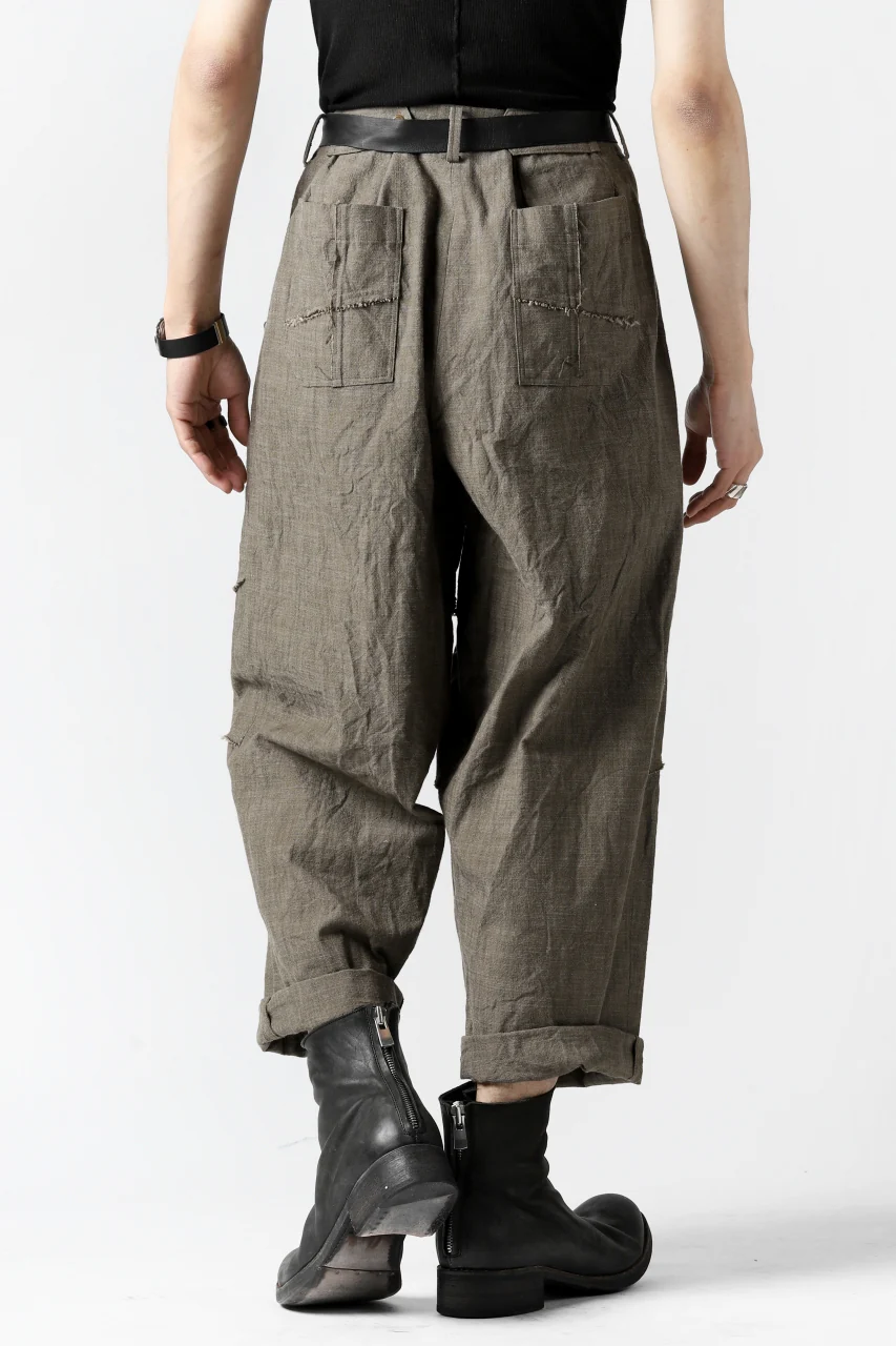 YUTA MATSUOKA cross switch cropped pants / spec dyed canvas (khaki) - Image 24