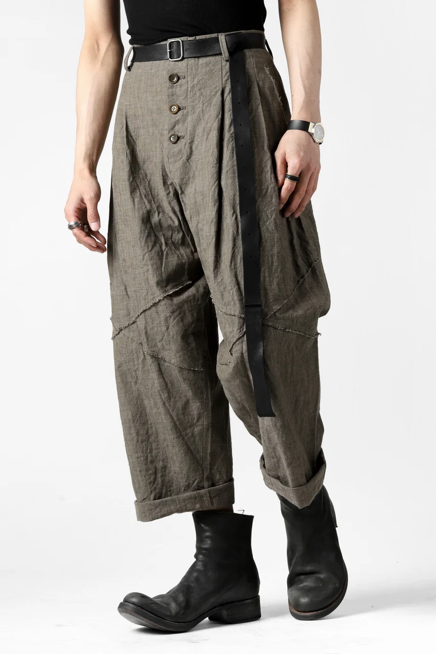 YUTA MATSUOKA cross switch cropped pants / spec dyed canvas (khaki) - Image 25