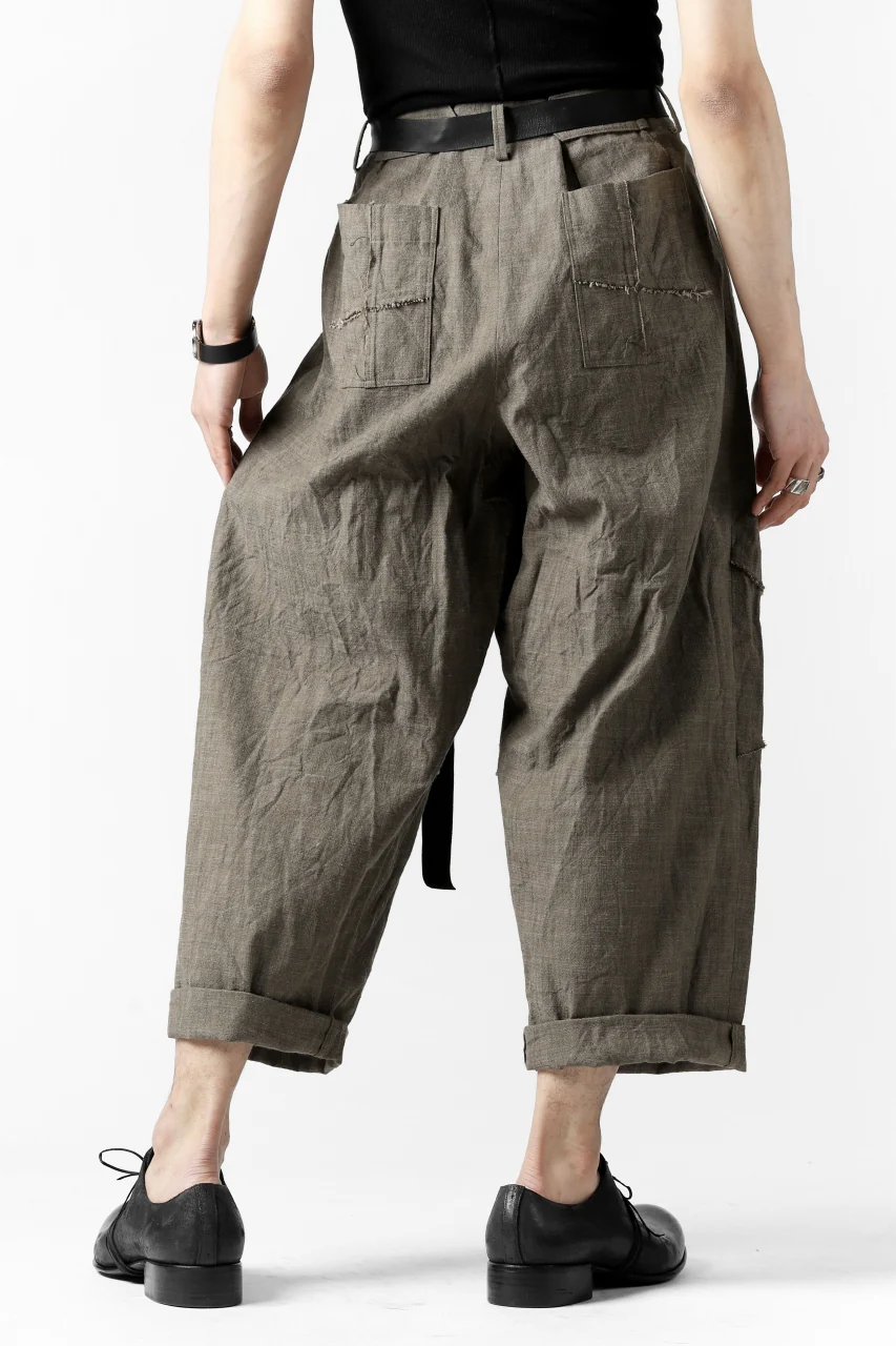 YUTA MATSUOKA cross switch cropped pants / spec dyed canvas (khaki) - Image 26