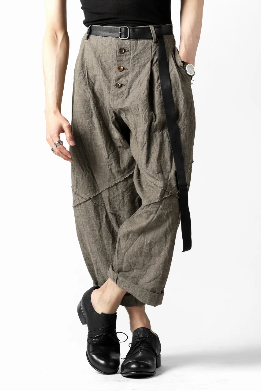 YUTA MATSUOKA cross switch cropped pants / spec dyed canvas (khaki) - Image 27