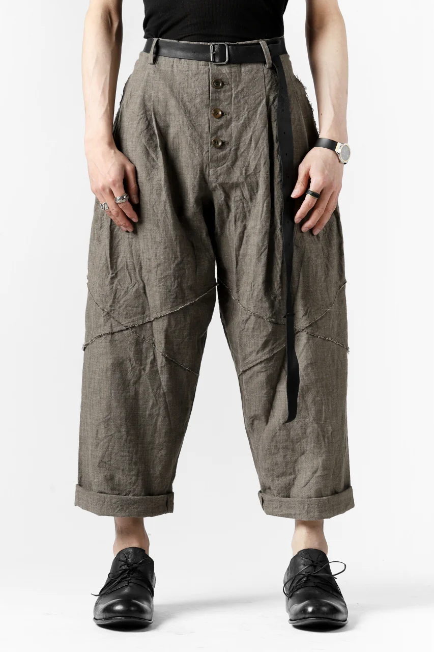 YUTA MATSUOKA cross switch cropped pants / spec dyed canvas (khaki) - Image 28