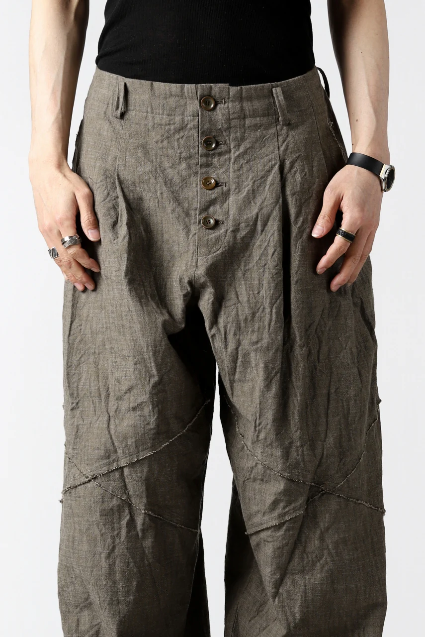 YUTA MATSUOKA cross switch cropped pants / spec dyed canvas (khaki) - Image 31