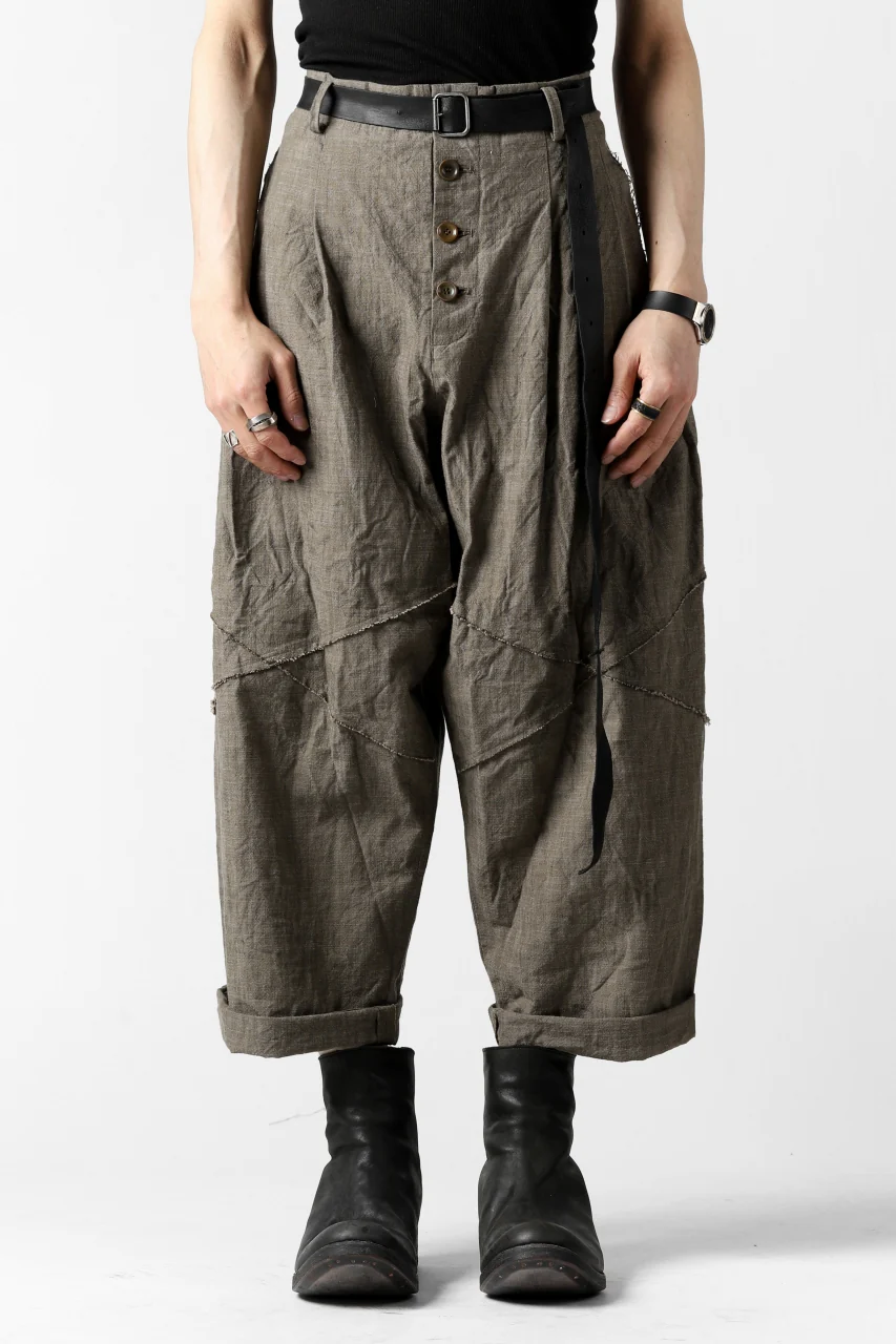 YUTA MATSUOKA cross switch cropped pants / spec dyed canvas (khaki) - Image 4