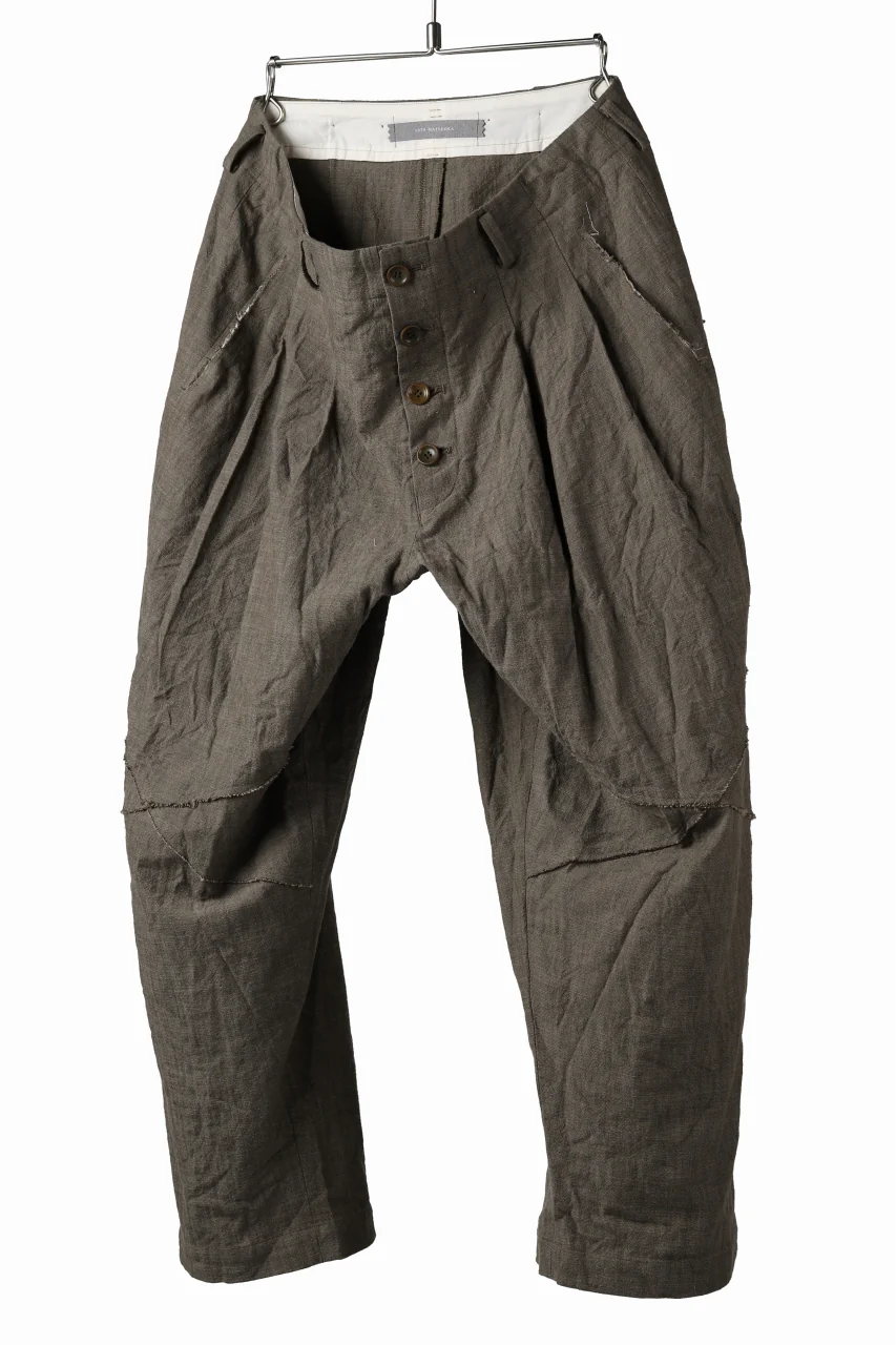 YUTA MATSUOKA cross switch cropped pants / spec dyed canvas (khaki) - Image 6