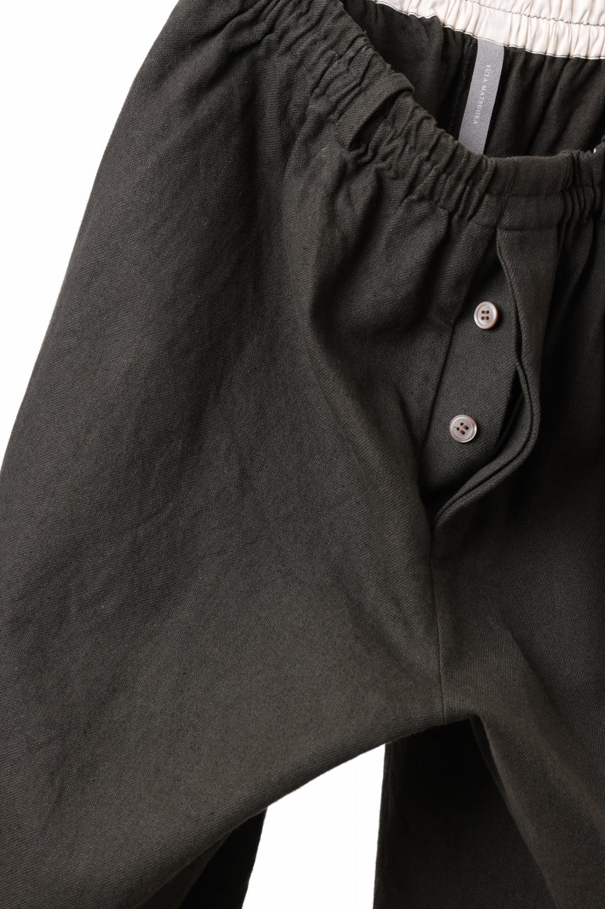 YUTA MATSUOKA dirts tapered trousers / sulfur dyed cotton linen gabardine (brown) - Image 12
