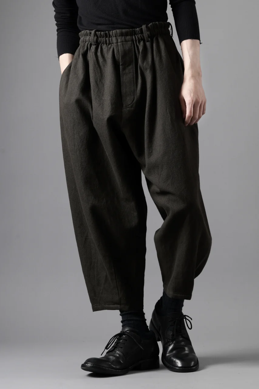 YUTA MATSUOKA dirts tapered trousers / sulfur dyed cotton linen gabardine (brown) - Image 3