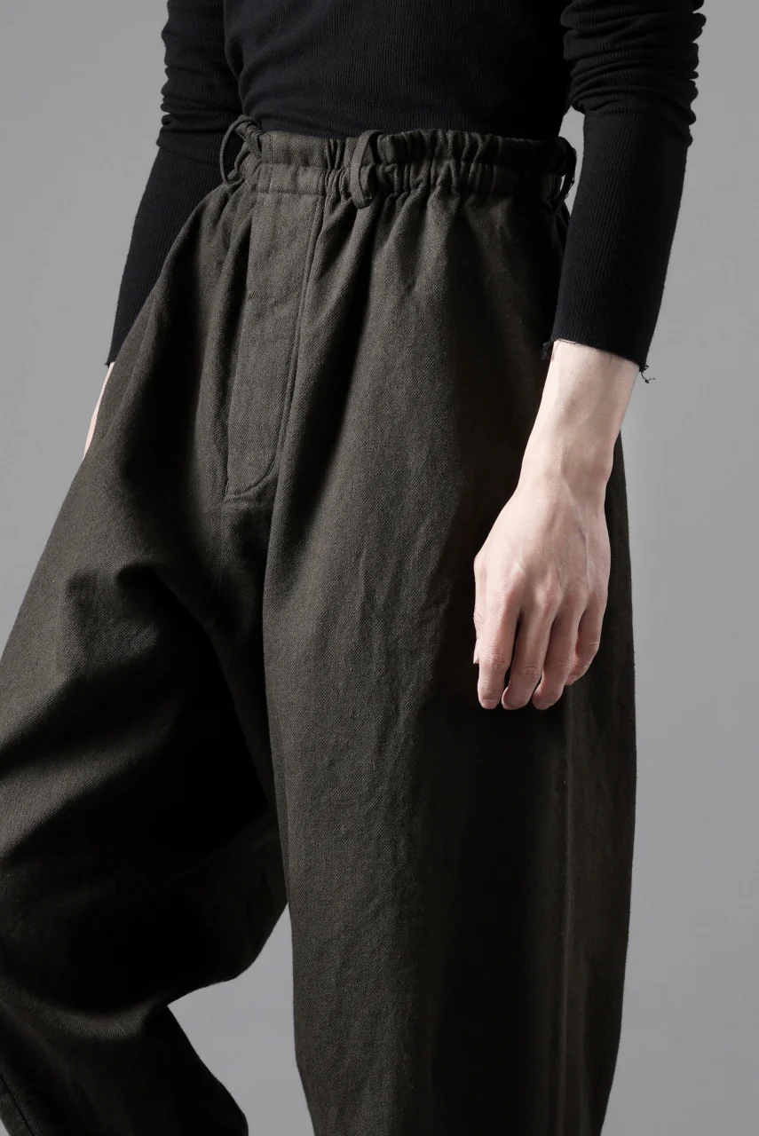 YUTA MATSUOKA dirts tapered trousers / sulfur dyed cotton linen gabardine (brown) - Image 30