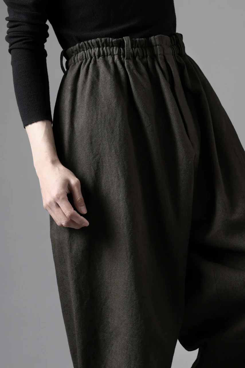 YUTA MATSUOKA dirts tapered trousers / sulfur dyed cotton linen gabardine (brown) - Image 35