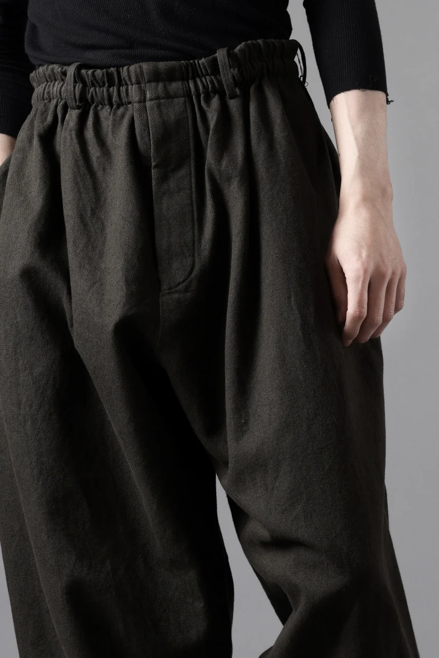 YUTA MATSUOKA dirts tapered trousers / sulfur dyed cotton linen gabardine (brown) - Image 36