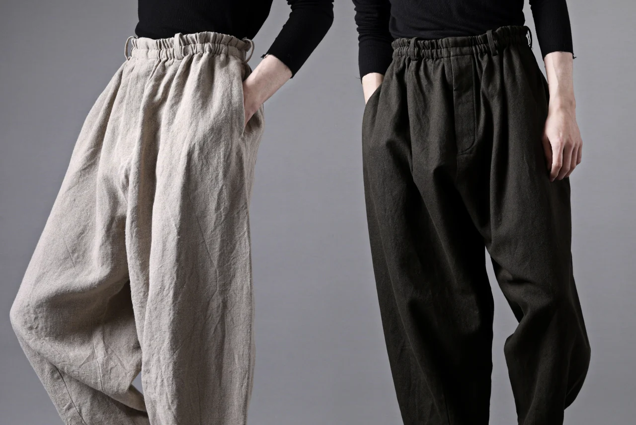 YUTA MATSUOKA dirts tapered trousers / sulfur dyed cotton linen gabardine (brown) - Image 43