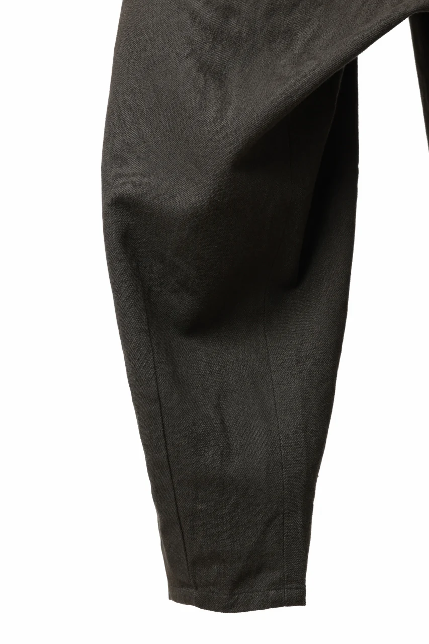 YUTA MATSUOKA dirts tapered trousers / sulfur dyed cotton linen gabardine (brown) - Image 8