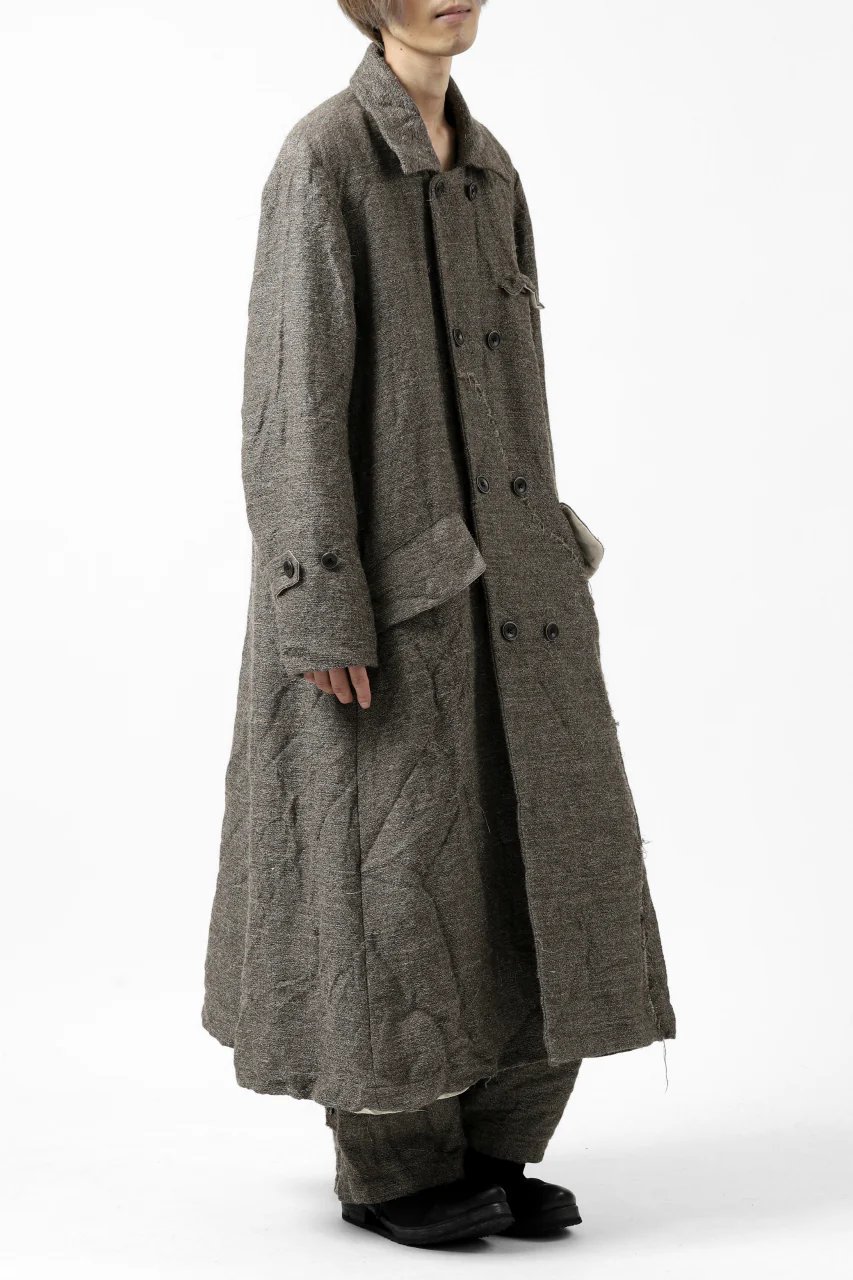 YUTA MATSUOKA double-breasted long coat / primitive wool (brown) - Image 10