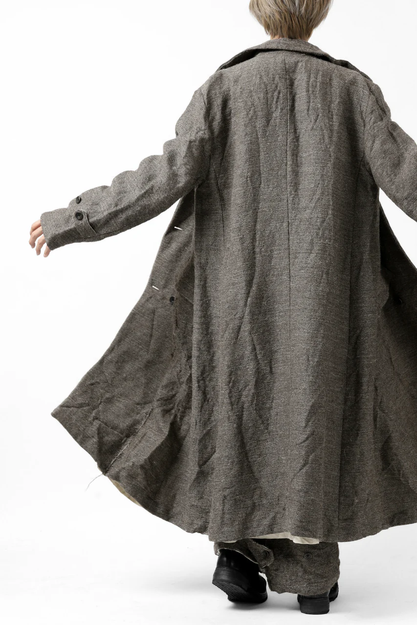 YUTA MATSUOKA double-breasted long coat / primitive wool (brown) - Image 13