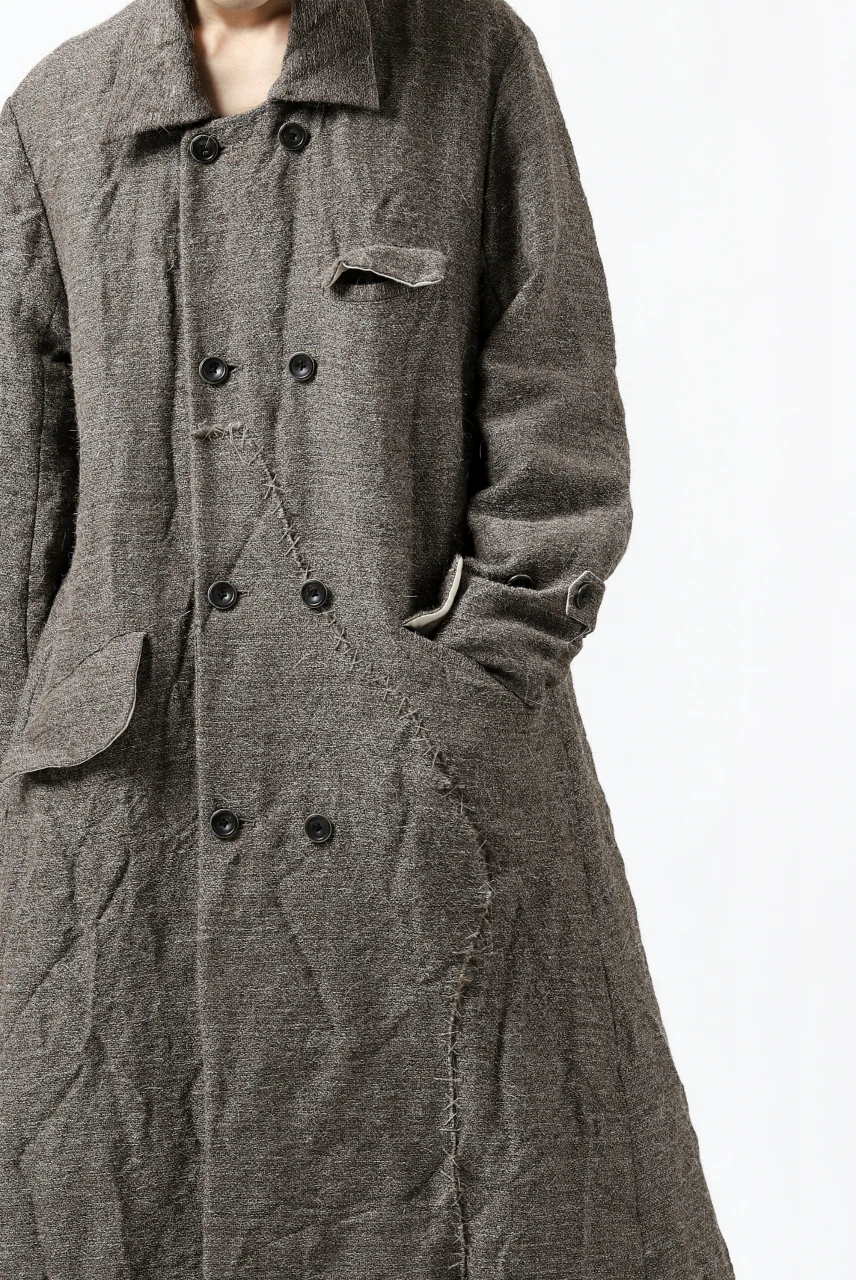 YUTA MATSUOKA double-breasted long coat / primitive wool (brown) - Image 17