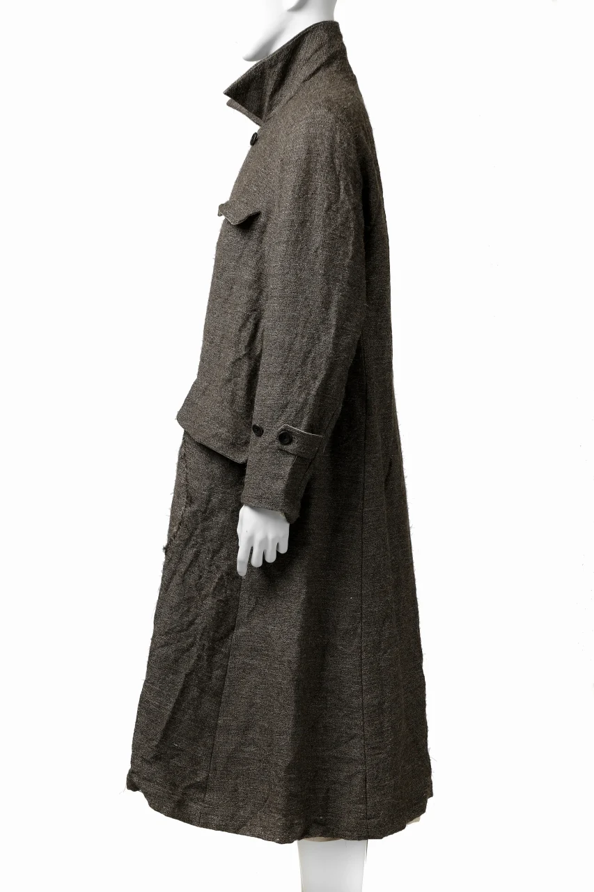 YUTA MATSUOKA double-breasted long coat / primitive wool (brown) - Image 26