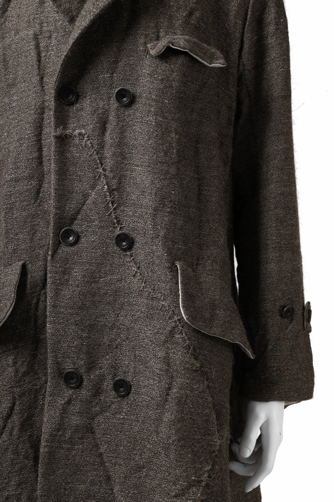 YUTA MATSUOKA double-breasted long coat / primitive wool (brown) - Image 36
