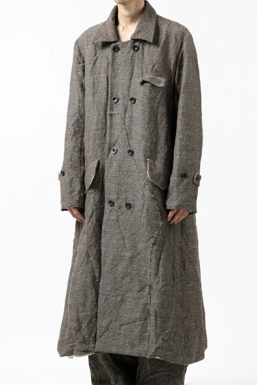 YUTA MATSUOKA double-breasted long coat / primitive wool (brown) - Image 4