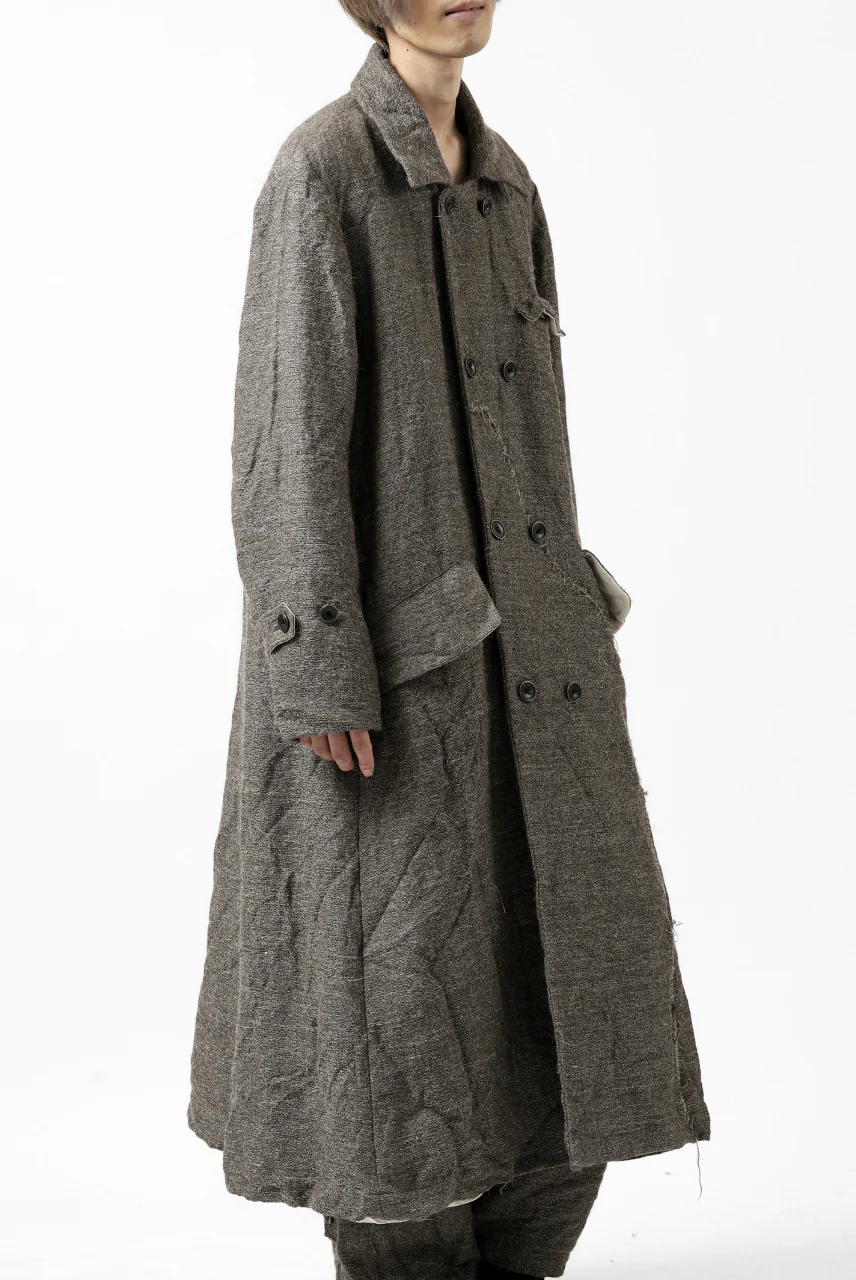 YUTA MATSUOKA double-breasted long coat / primitive wool (brown) - Image 6