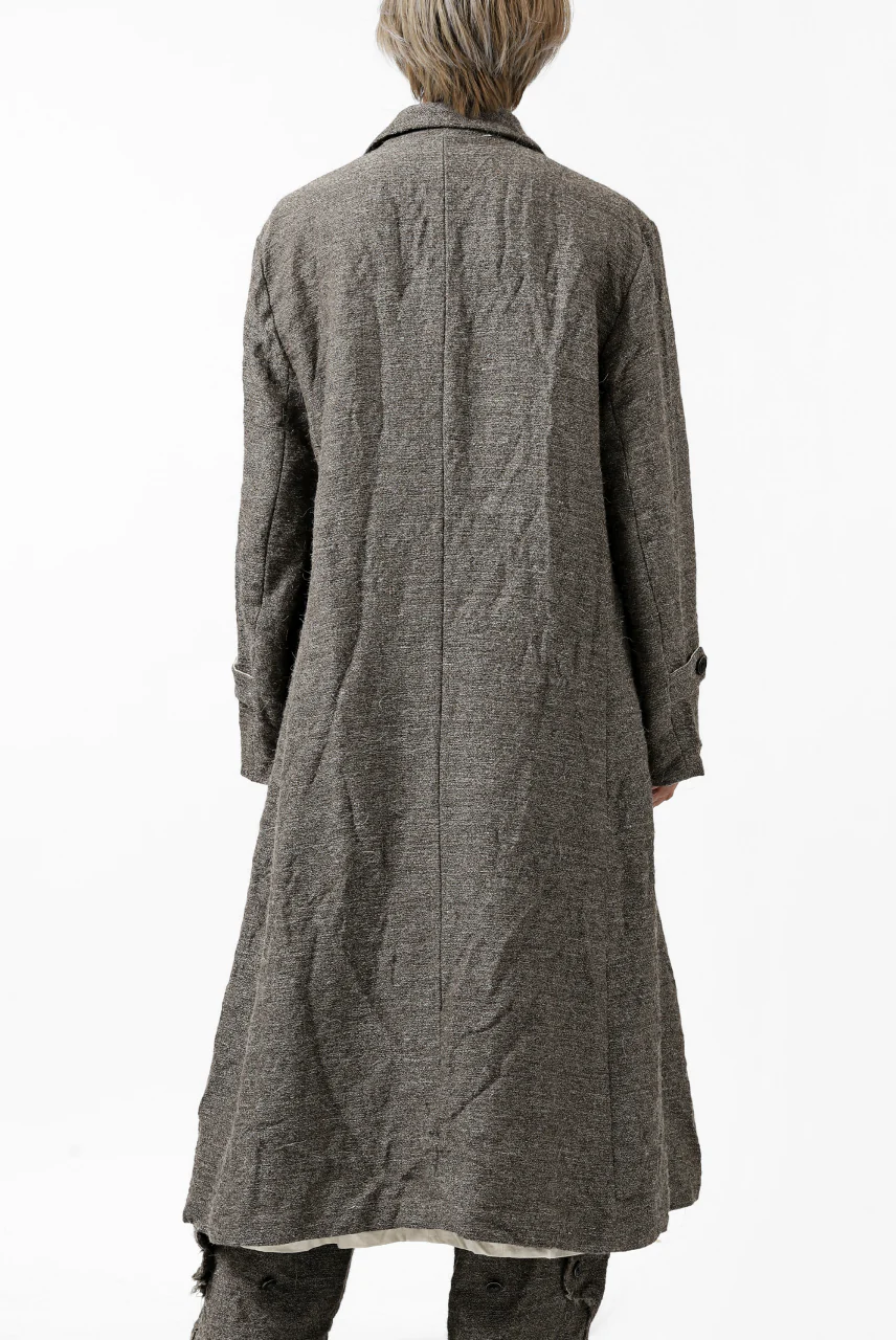 YUTA MATSUOKA double-breasted long coat / primitive wool (brown) - Image 8