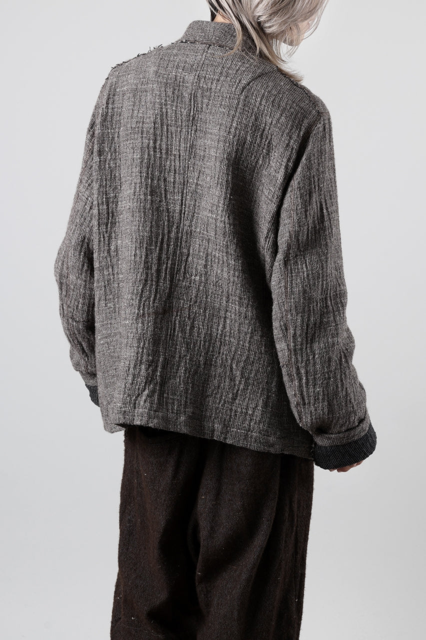 YUTA MATSUOKA double jacket / double weave cotton wool linen (brown) - Image 10