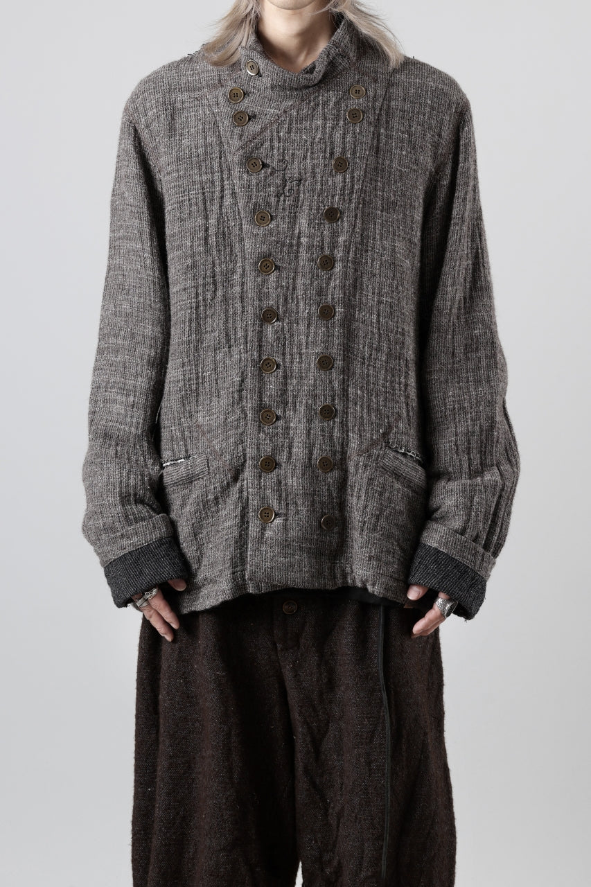 YUTA MATSUOKA double jacket / double weave cotton wool linen (brown) - Image 2
