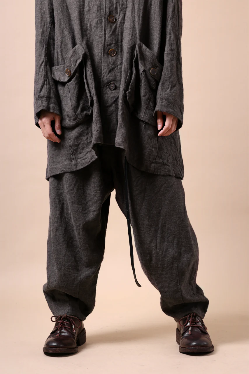 YUTA MATSUOKA easy darts pants / brushed linen canvas (brown) - Image 18