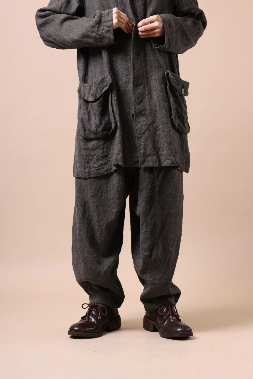 YUTA MATSUOKA easy darts pants / brushed linen canvas (brown) - Image 19