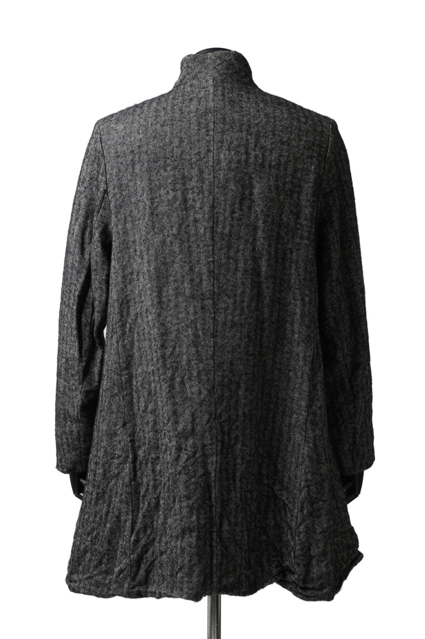 YUTA MATSUOKA exclusive jacket coat / wool linen herringbone (charcoal grey) - Image 3
