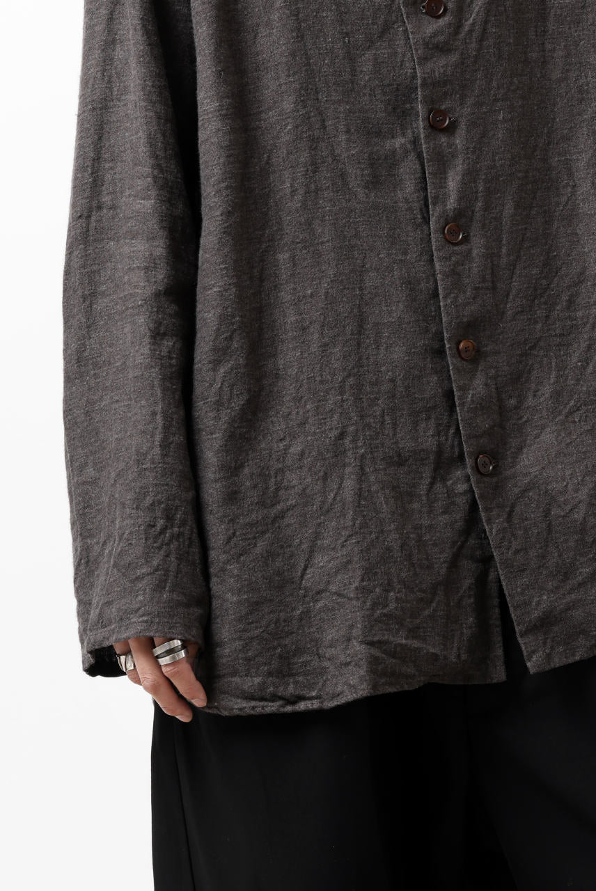 YUTA MATSUOKA exclusive round neck shirt / brushed linen canvas (brown) - Image 14
