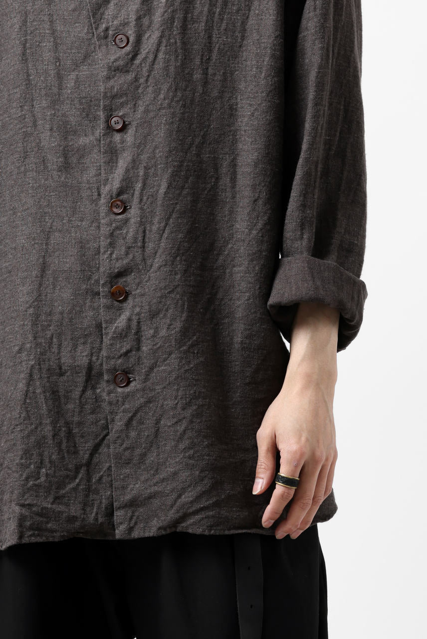 YUTA MATSUOKA exclusive round neck shirt / brushed linen canvas (brown) - Image 17