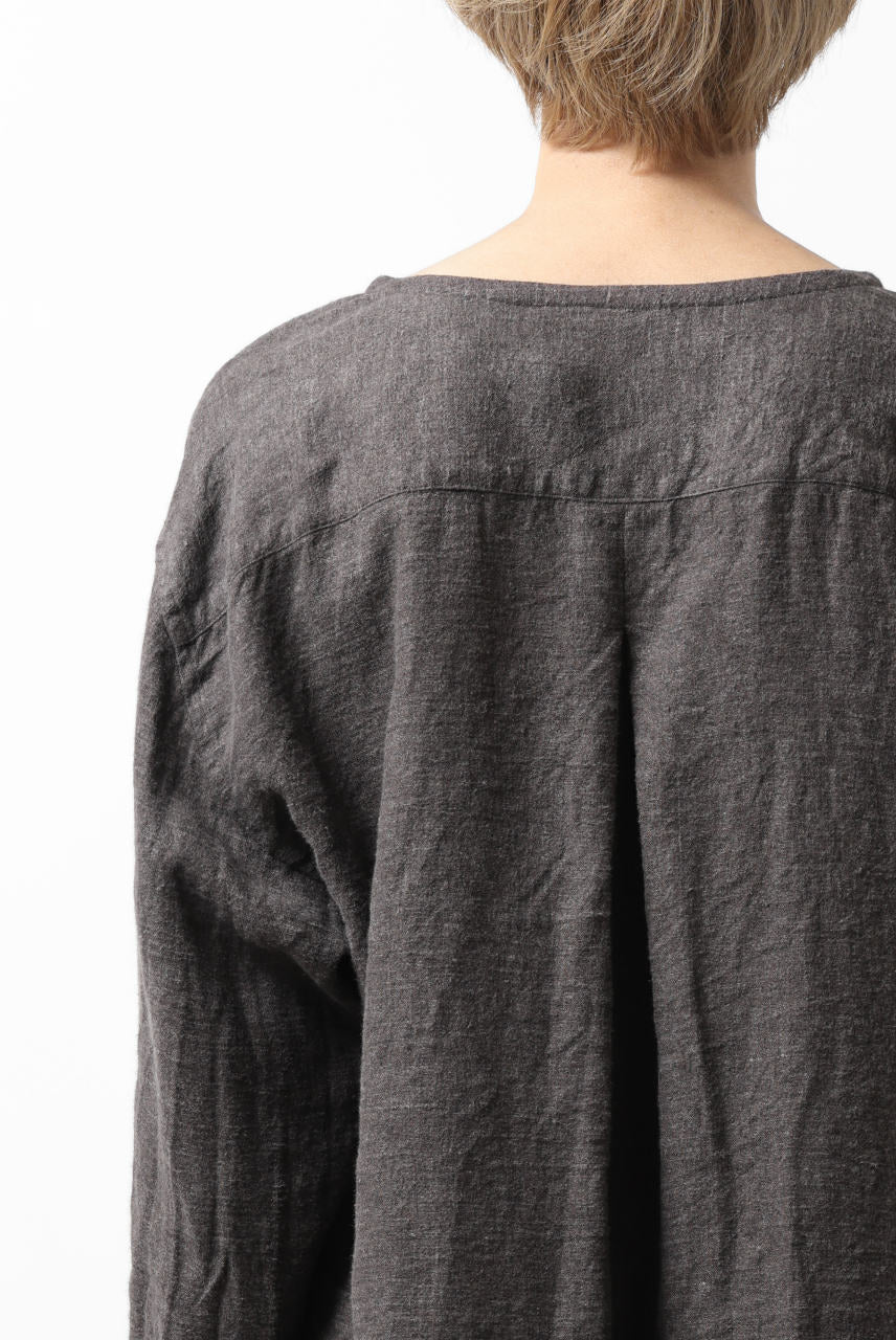 YUTA MATSUOKA exclusive round neck shirt / brushed linen canvas (brown) - Image 18