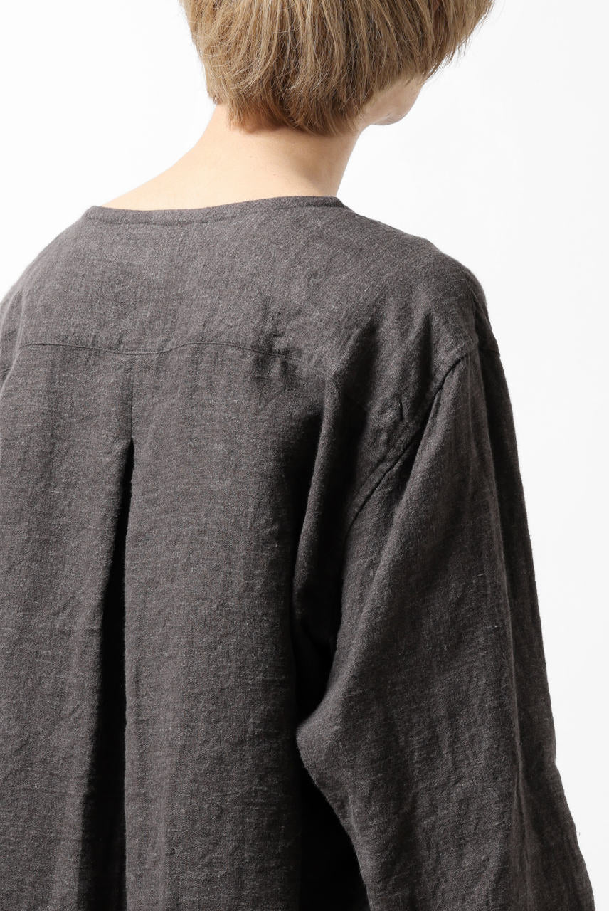 YUTA MATSUOKA exclusive round neck shirt / brushed linen canvas (brown) - Image 19