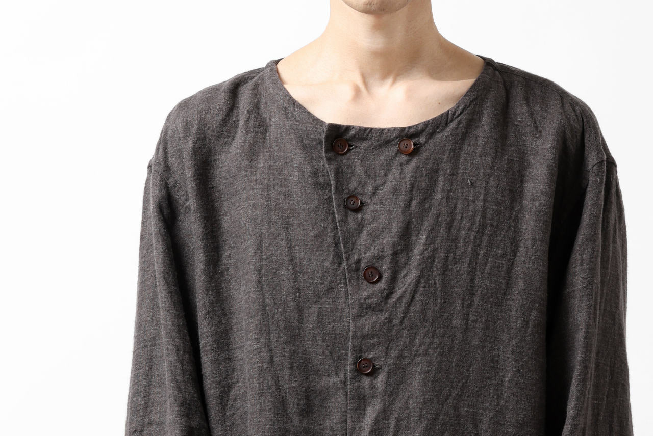 YUTA MATSUOKA exclusive round neck shirt / brushed linen canvas (brown) - Image 20