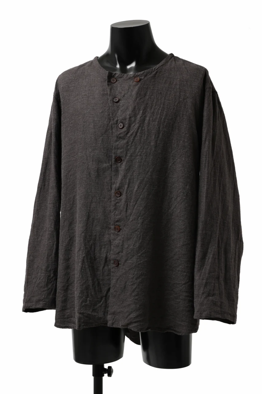 YUTA MATSUOKA exclusive round neck shirt / brushed linen canvas (brown) - Image 21