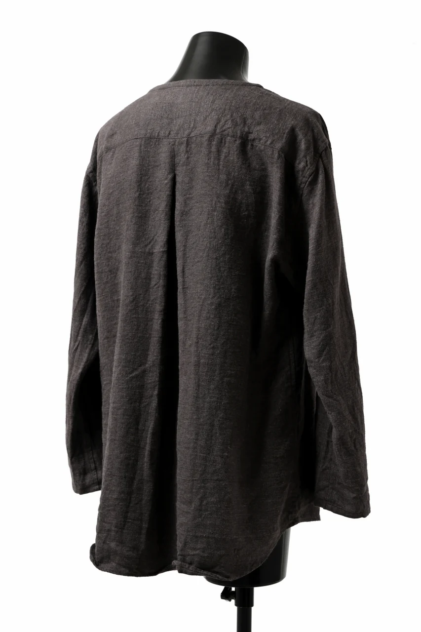 YUTA MATSUOKA exclusive round neck shirt / brushed linen canvas (brown) - Image 23