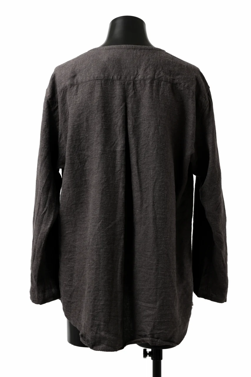 YUTA MATSUOKA exclusive round neck shirt / brushed linen canvas (brown) - Image 24