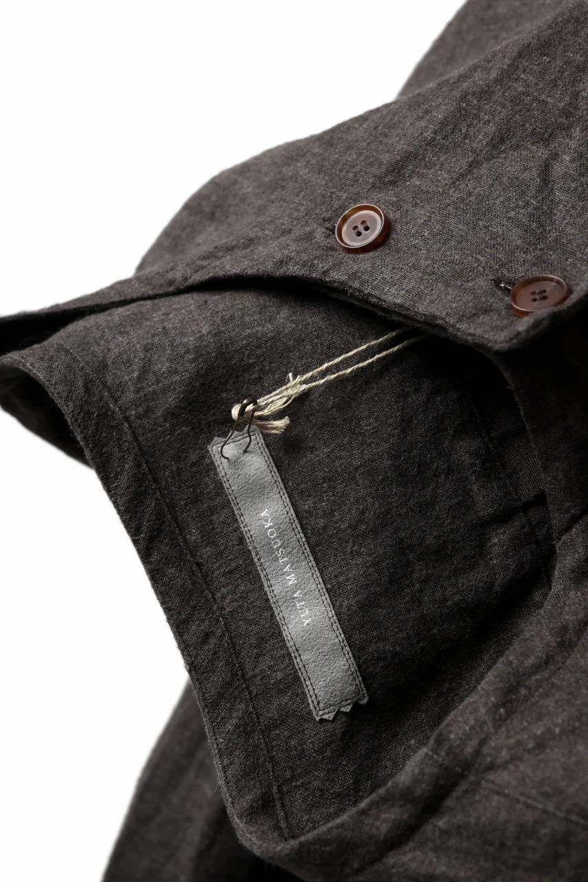 YUTA MATSUOKA exclusive round neck shirt / brushed linen canvas (brown) - Image 25