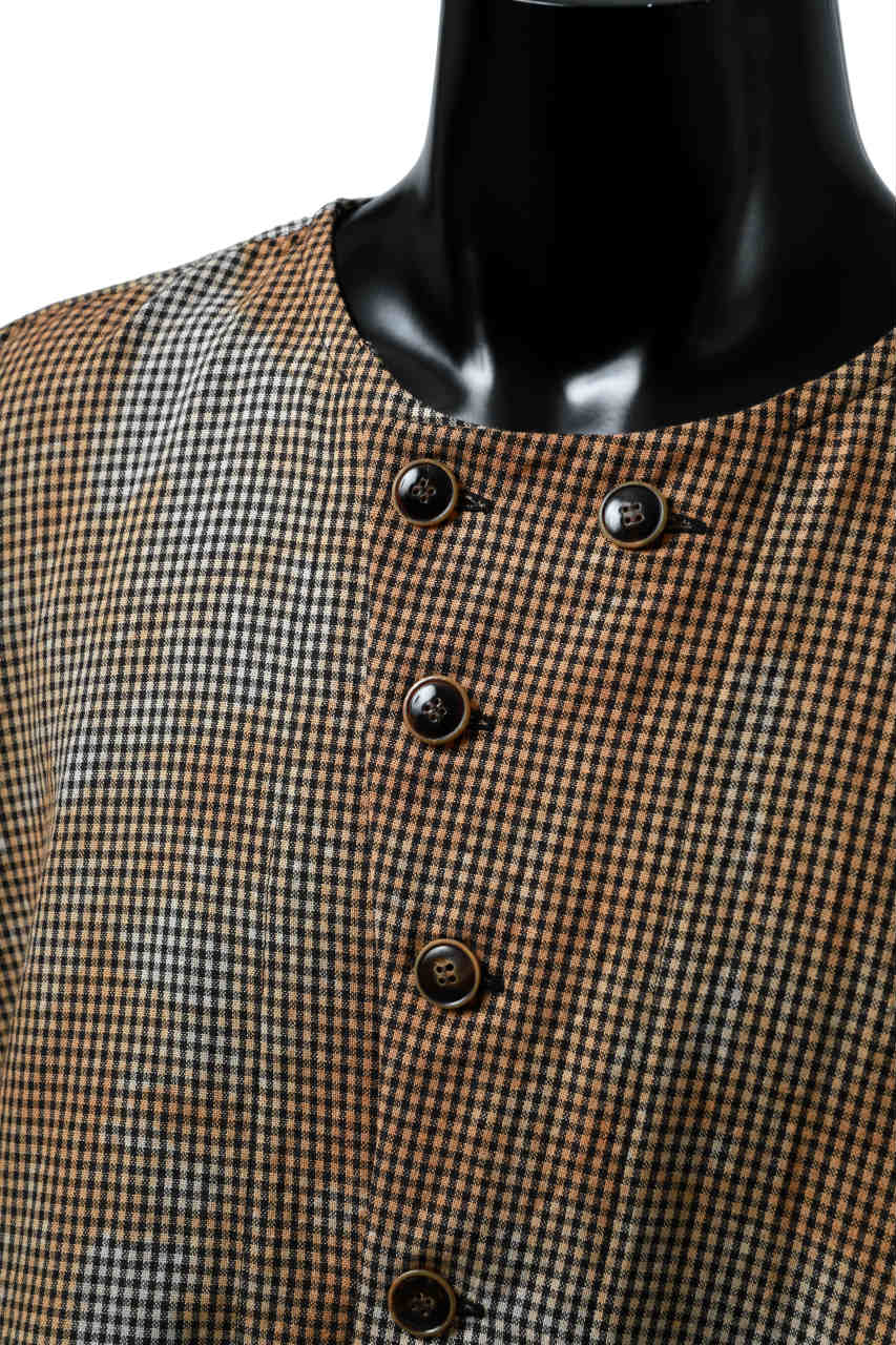 YUTA MATSUOKA exclusive round neck shirt / mottled dyeing dead stock woven (gingham check) - Image 15