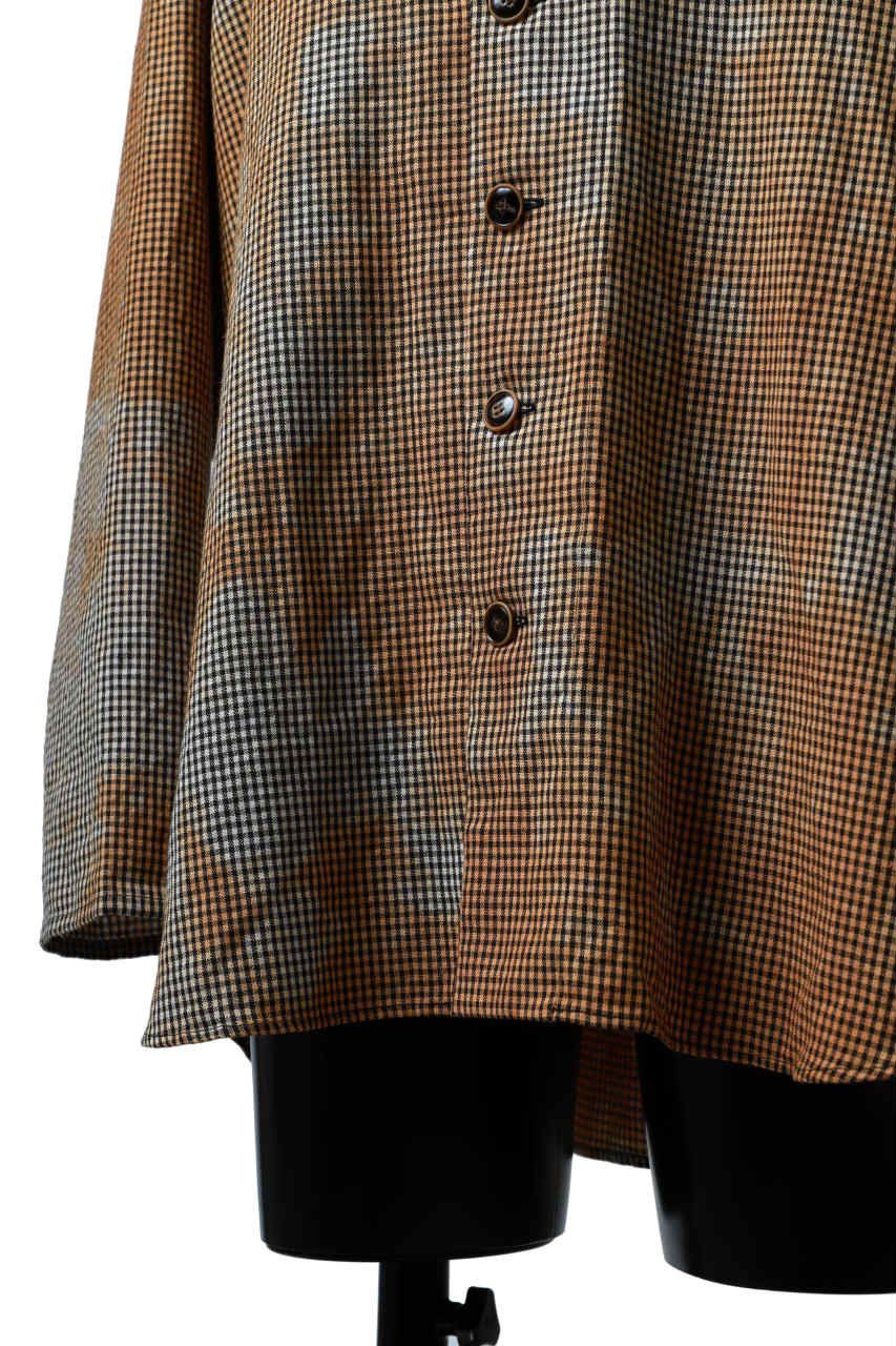 YUTA MATSUOKA exclusive round neck shirt / mottled dyeing dead stock woven (gingham check) - Image 18