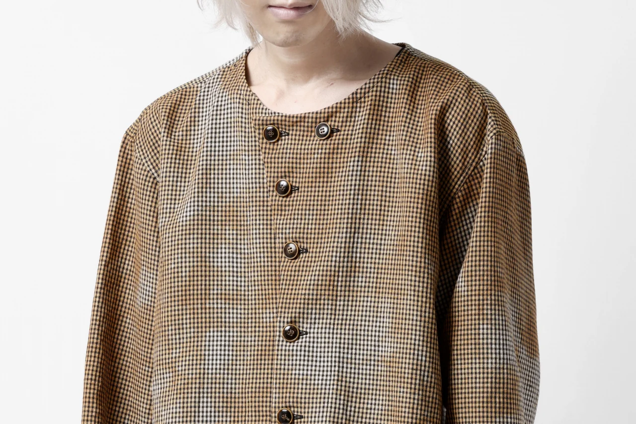 YUTA MATSUOKA exclusive round neck shirt / mottled dyeing dead stock woven (gingham check) - Image 39