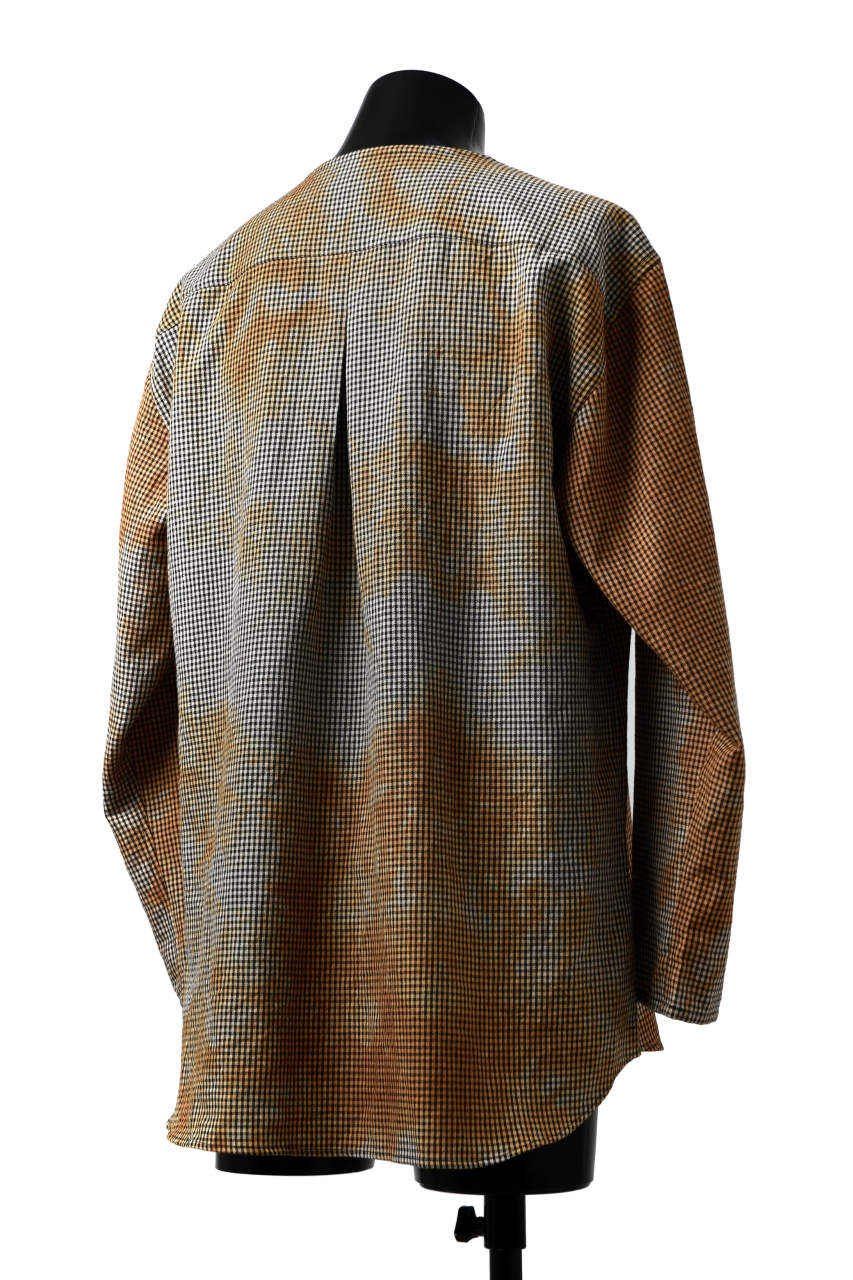 YUTA MATSUOKA exclusive round neck shirt / mottled dyeing dead stock woven (gingham check) - Image 9