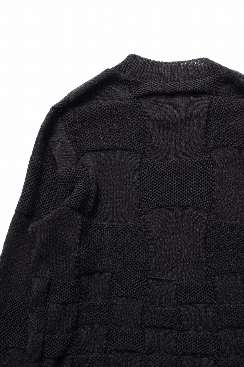 YUTA MATSUOKA gradient square pattern knit sweater / Japanese paper & silk knit (black) - Image 10