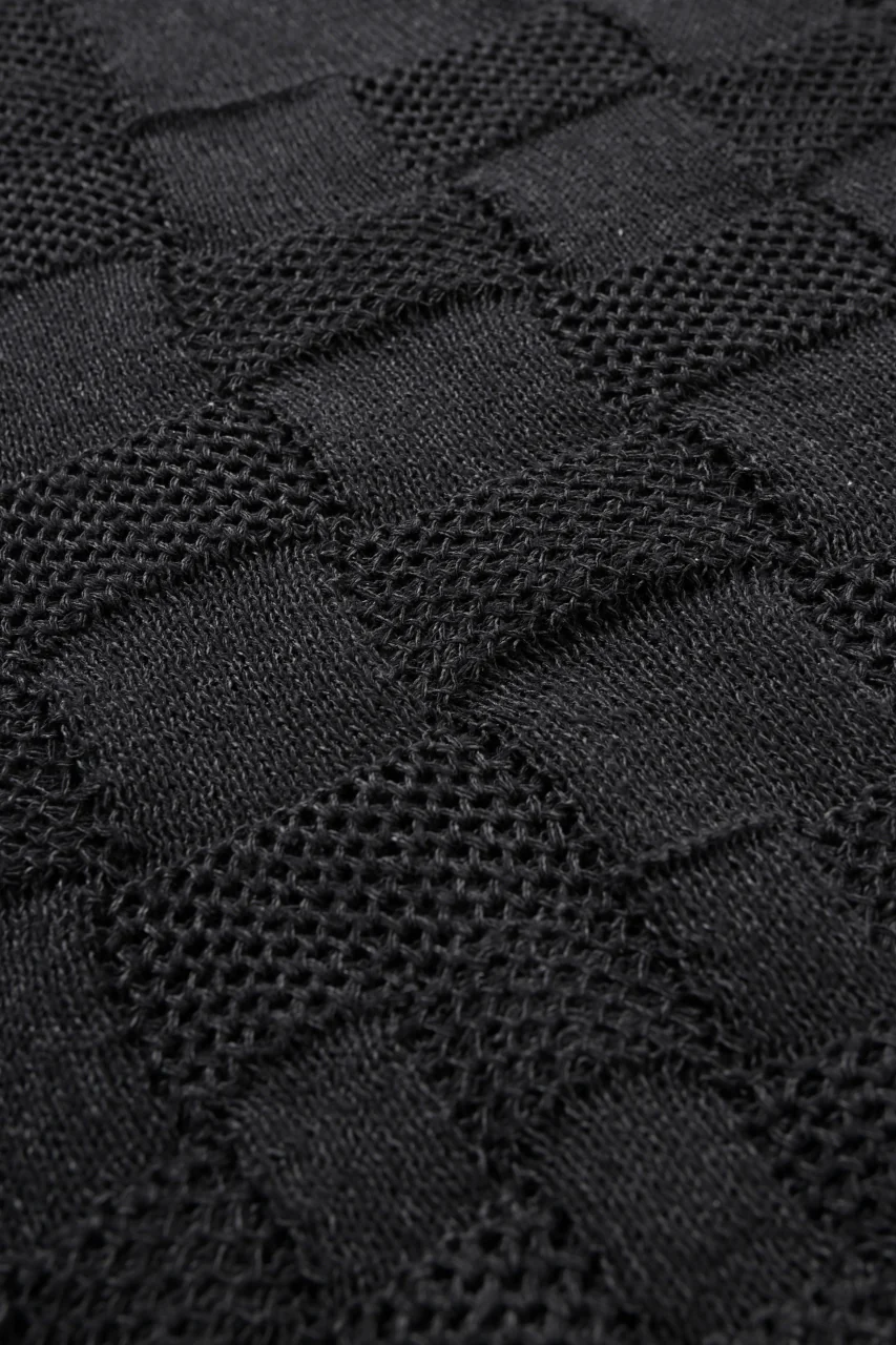 YUTA MATSUOKA gradient square pattern knit sweater / Japanese paper & silk knit (black) - Image 11