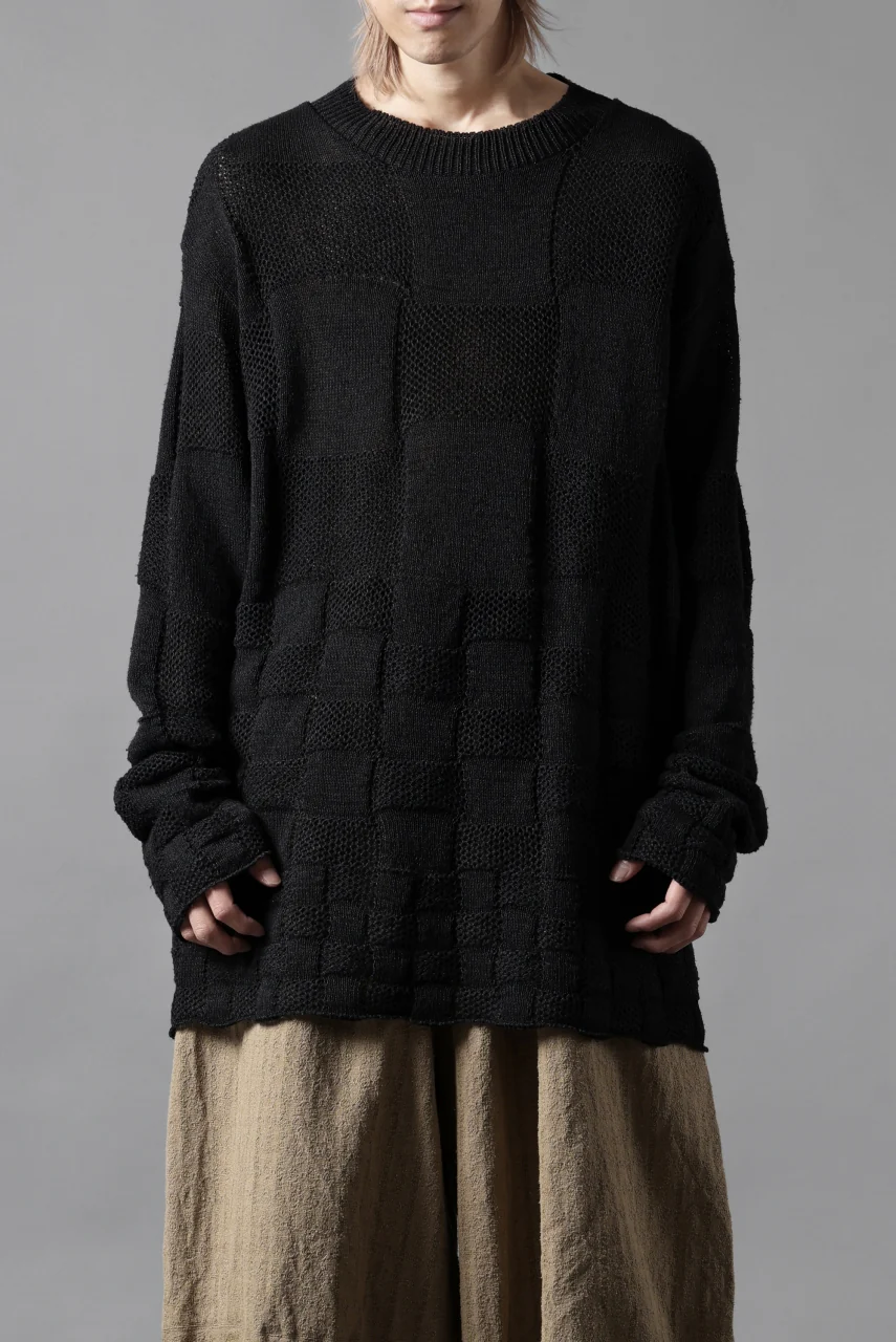 YUTA MATSUOKA gradient square pattern knit sweater / Japanese paper & silk knit (black) - Image 12