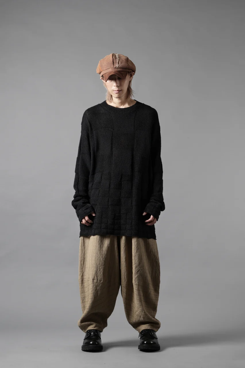 YUTA MATSUOKA gradient square pattern knit sweater / Japanese paper & silk knit (black) - Image 13